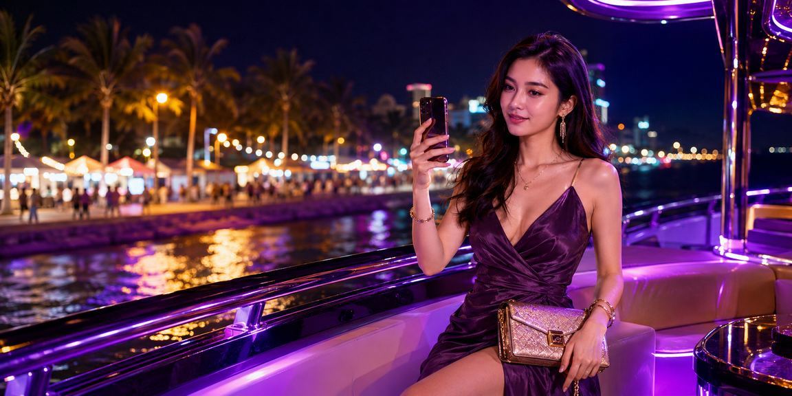 Không khí chợ đêm Phan Thiết và người dùng nhận tiền hoàn VIP trên điện thoại